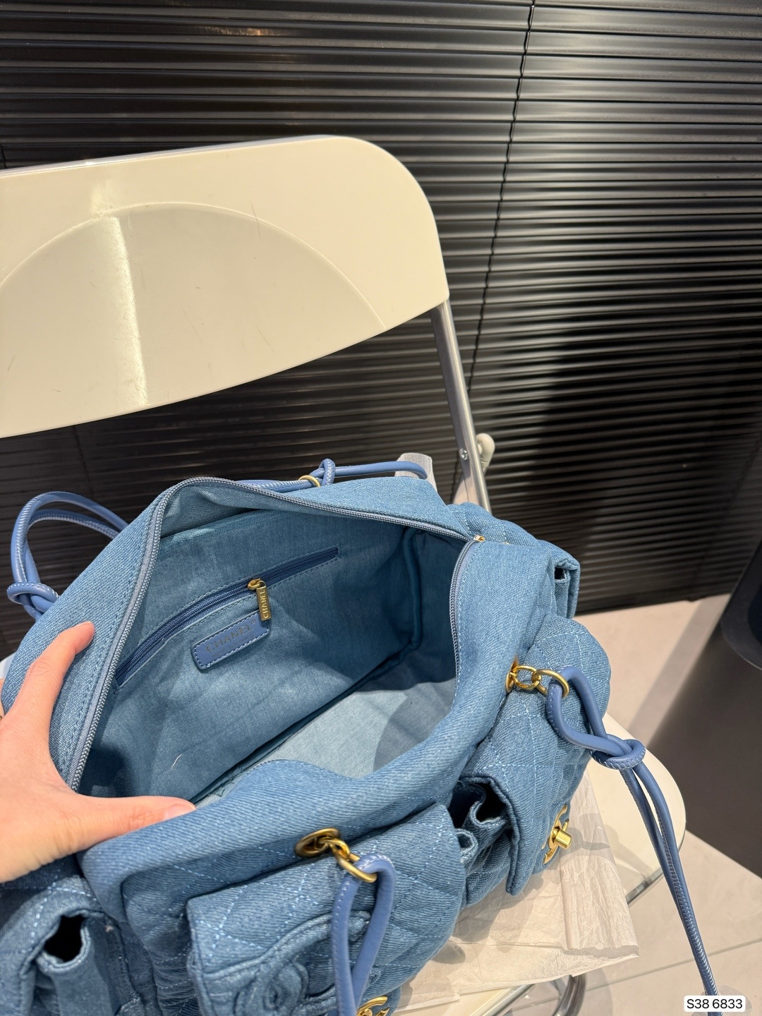 C design denim camisole motorcycle bag multi-pocket underarm bag