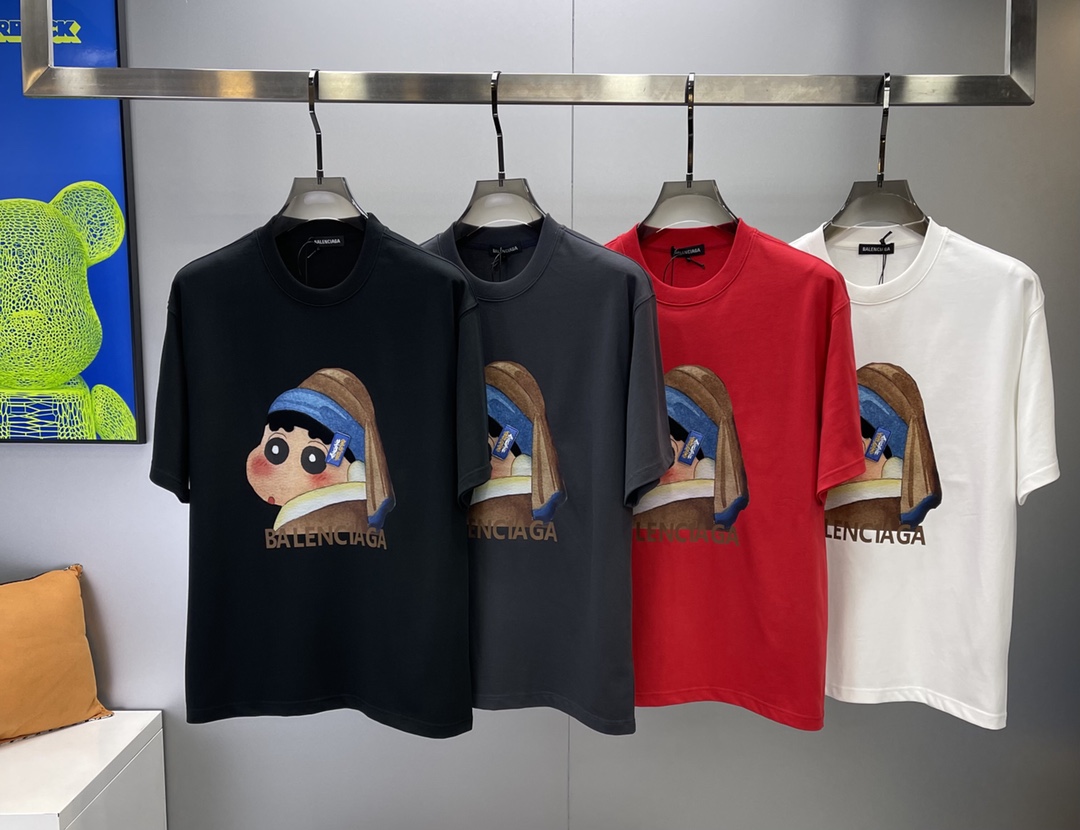 B design  2023 Summer New Design Lovely Carton Characters Printed Unisex Round Collar Carton T-shirt