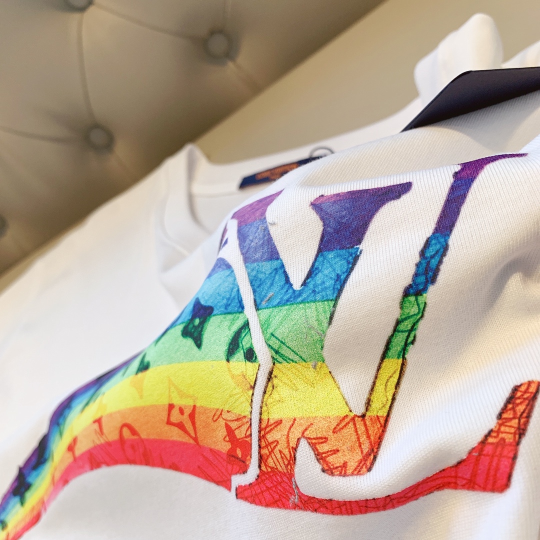L design  Rainbow Printed Summer New Design Classic Unisex Short Sleeve