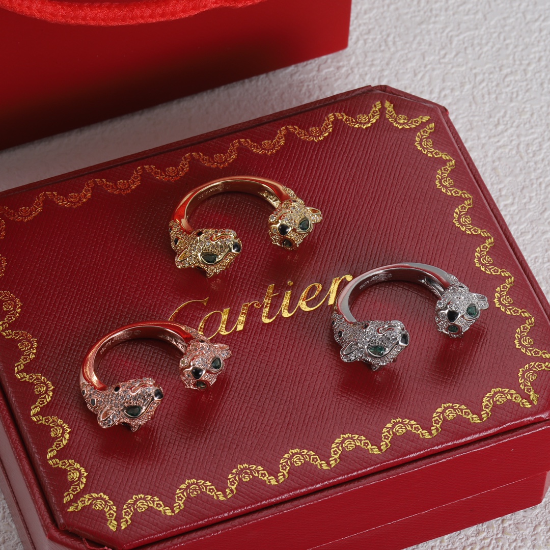 Cartier Fashion Diamond Animal Head Open Ring