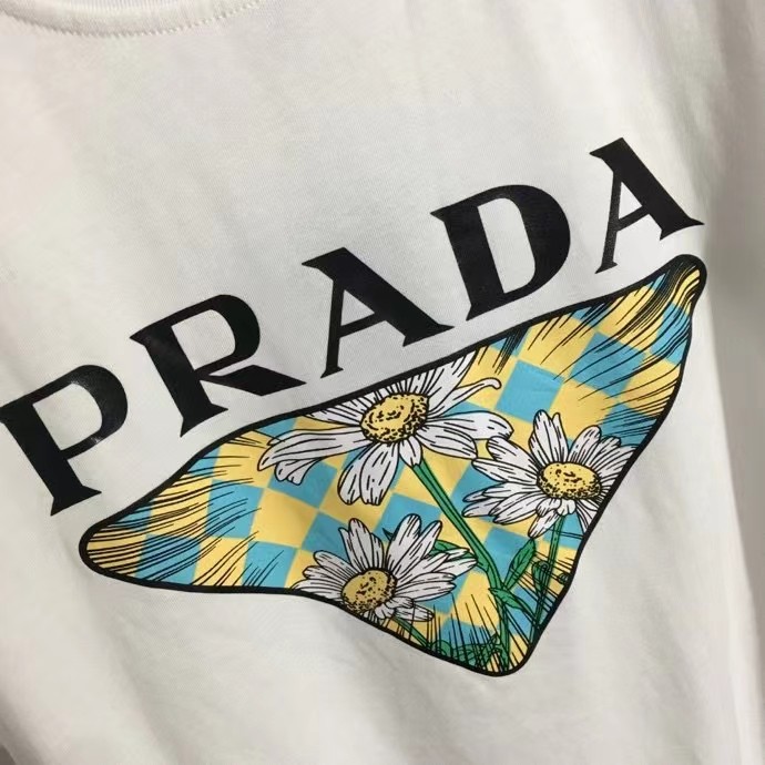 P design floral LOGO printed loose short sleeve T-shirt