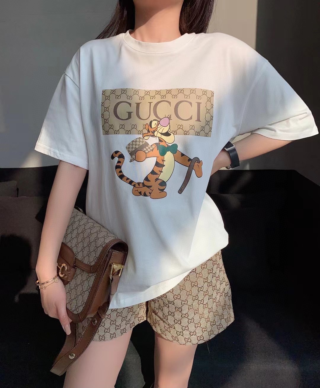 銆怢ow price promotion]銆?G design Cartoon Tigger printed short sleeve