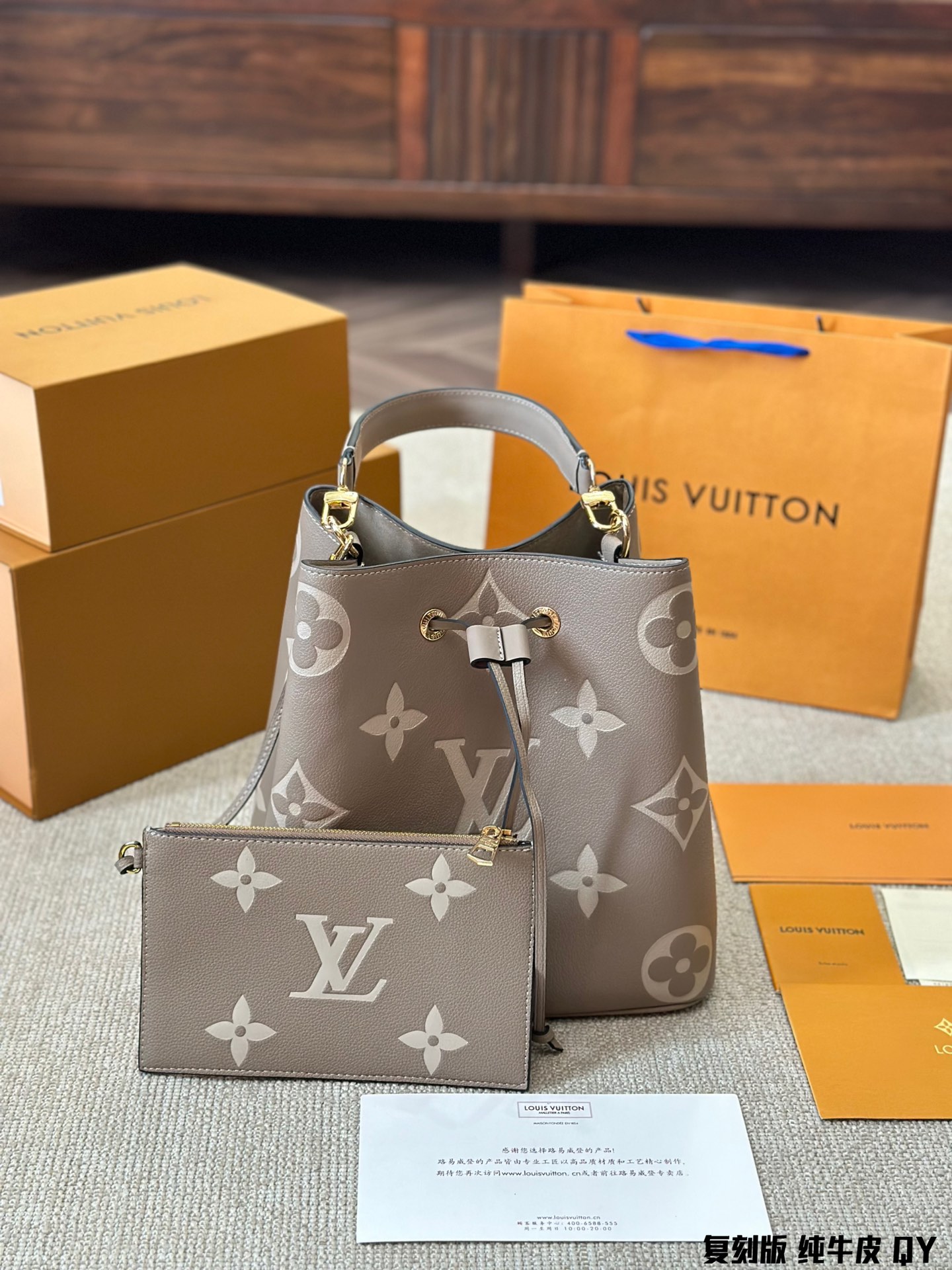 L designElephant Grey Classic Bucket Bag