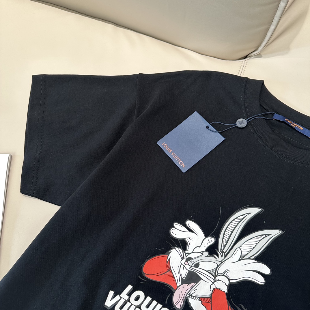 L design  Funny Rabbit Printed Cotton 100 Percent Unisex Leisure T-shirt