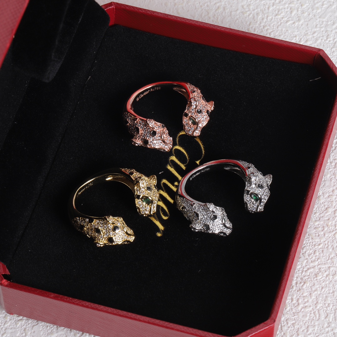 Cartier Fashion Diamond Animal Head Open Ring