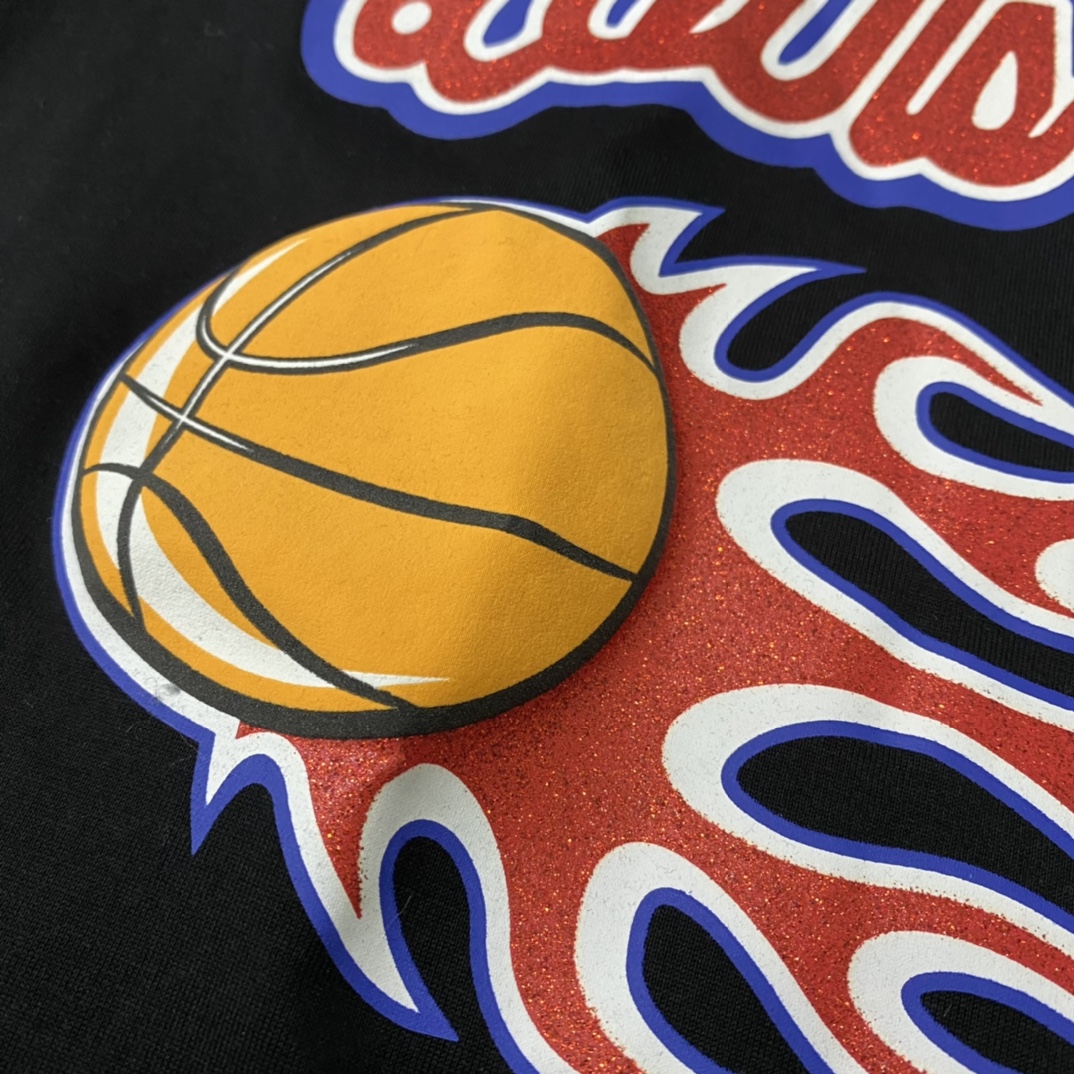 L design  Basketball Fire with Big Logo Printed Fashion and Sports Unisex T-shirt