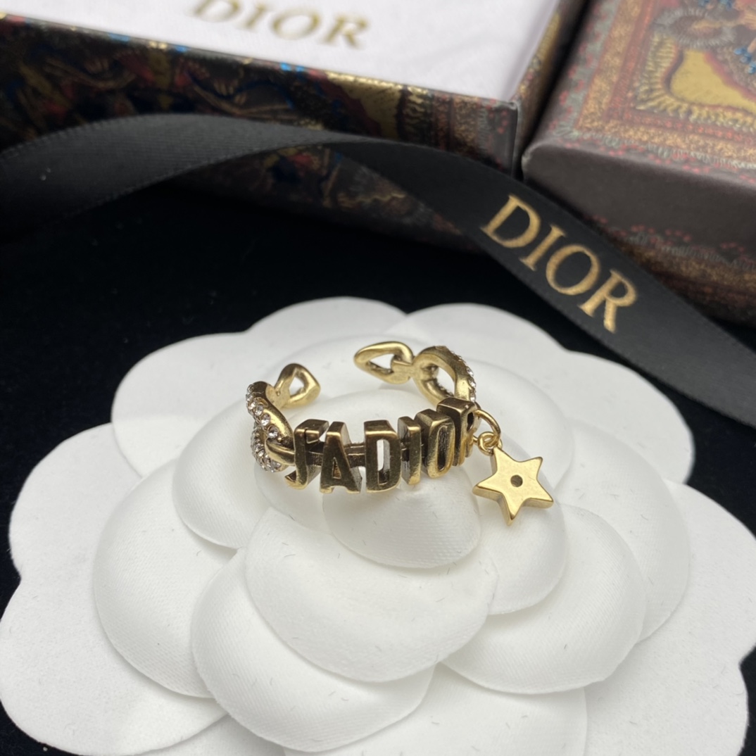 D design  new letter star diamond set fashion personality open ring