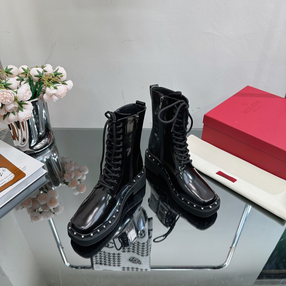 V stylerivets 2023 autumn and winter must-have new lace-up short boots