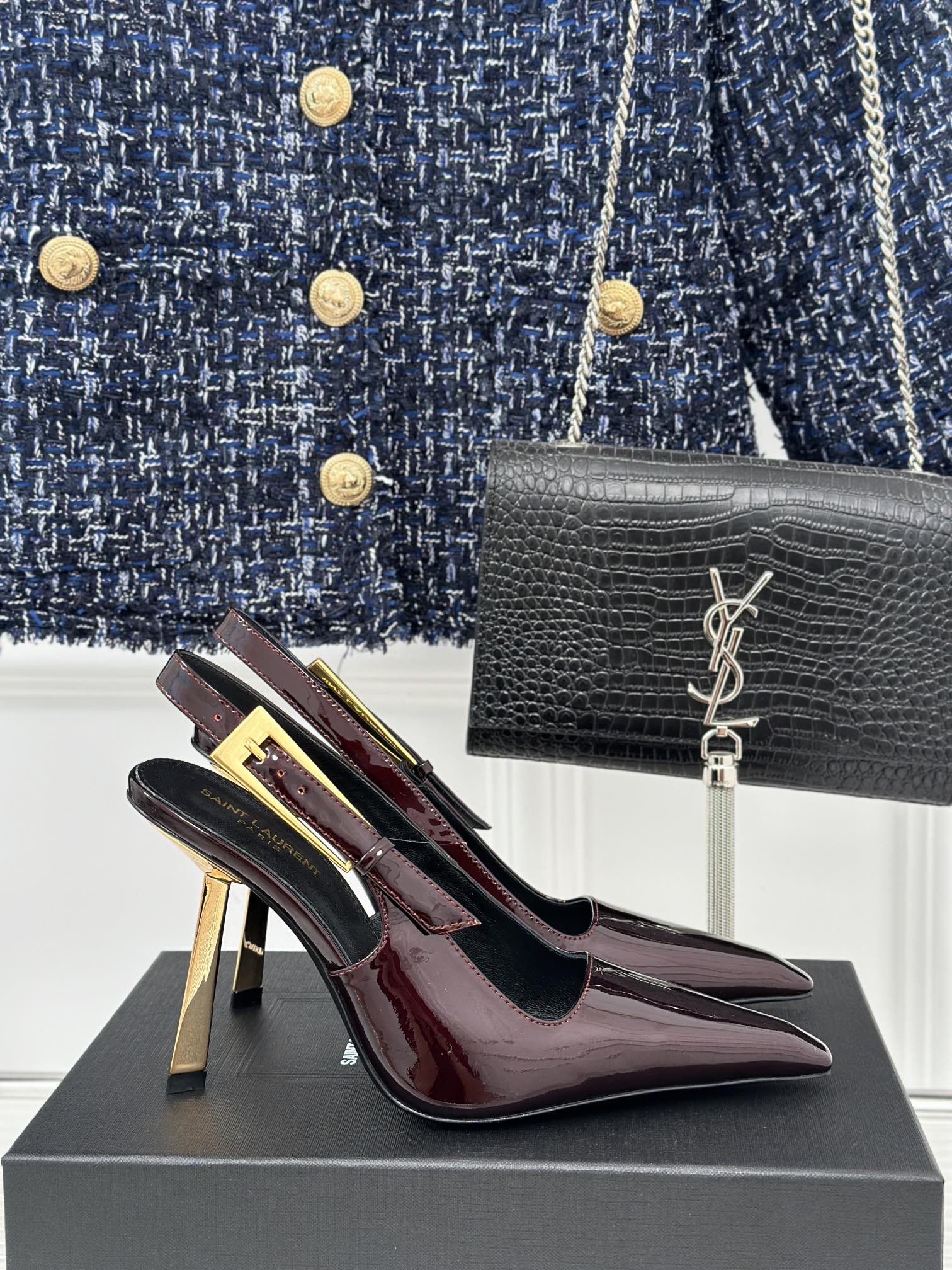 Saint Lauren*Y style 24ss new runway heeled pointed toe sandals