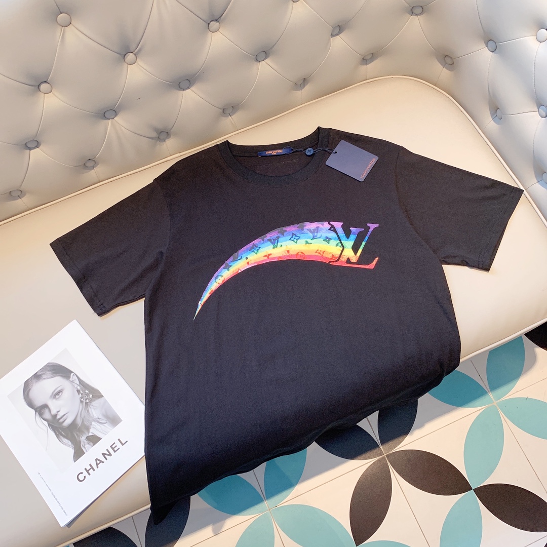 L design  Rainbow Printed Summer New Design Classic Unisex Short Sleeve