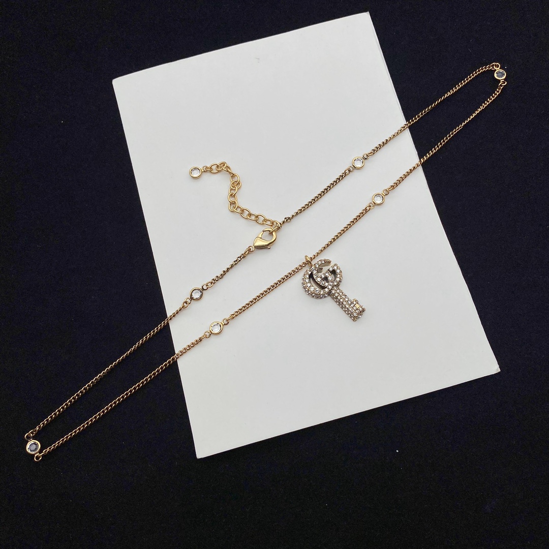 G design Crystal Double G Key Necklace Earrings