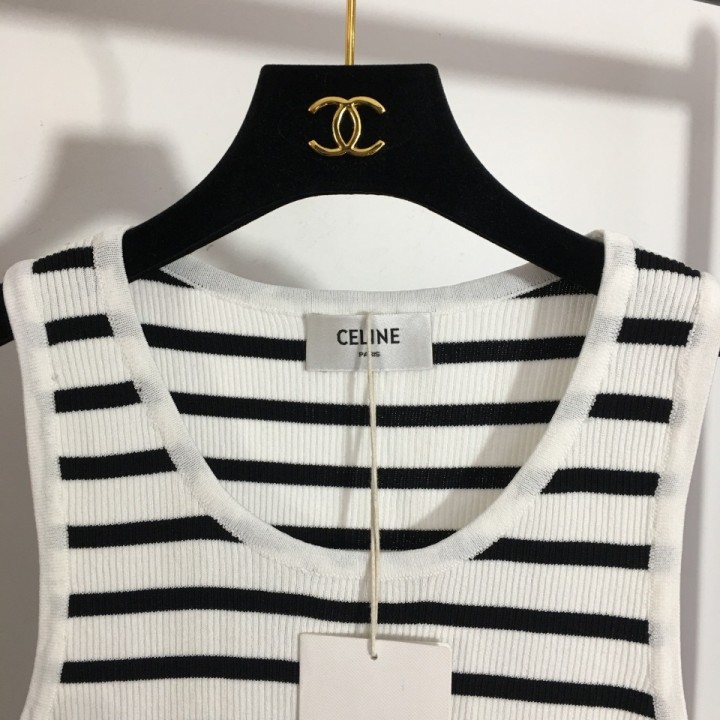 C logo  ribbon strip knitted vest for women