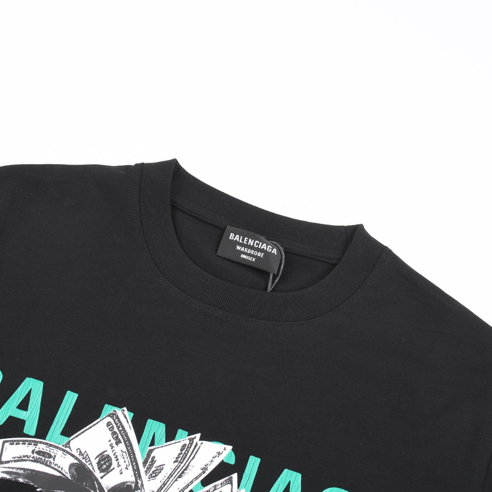 B design  Summer US Dollar Printed Personality Leisure Black and White T-shirt