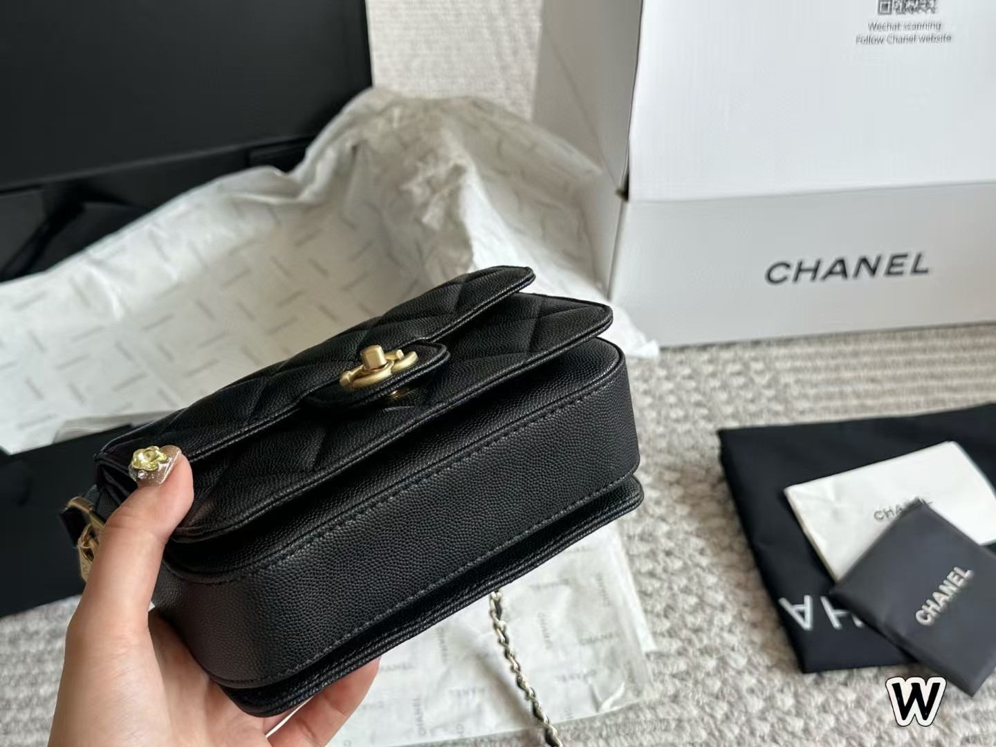 C design denim camisole motorcycle bag multi-pocket underarm bag