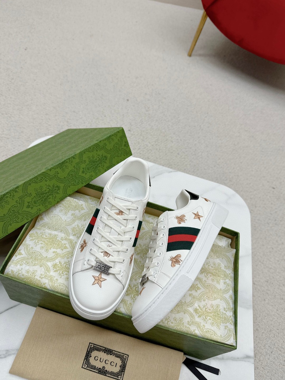 G  Ace sports electro-embroidered white sneakers