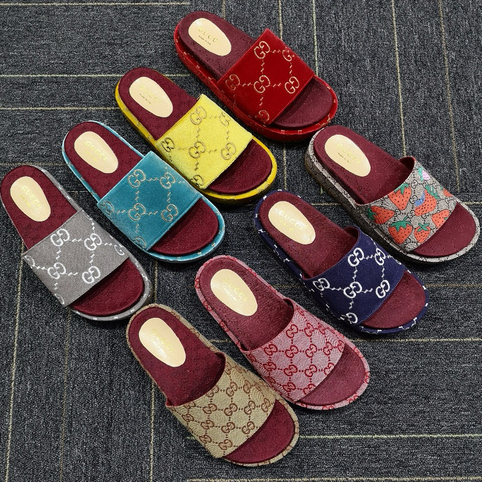 G Suede thick-soled slippers