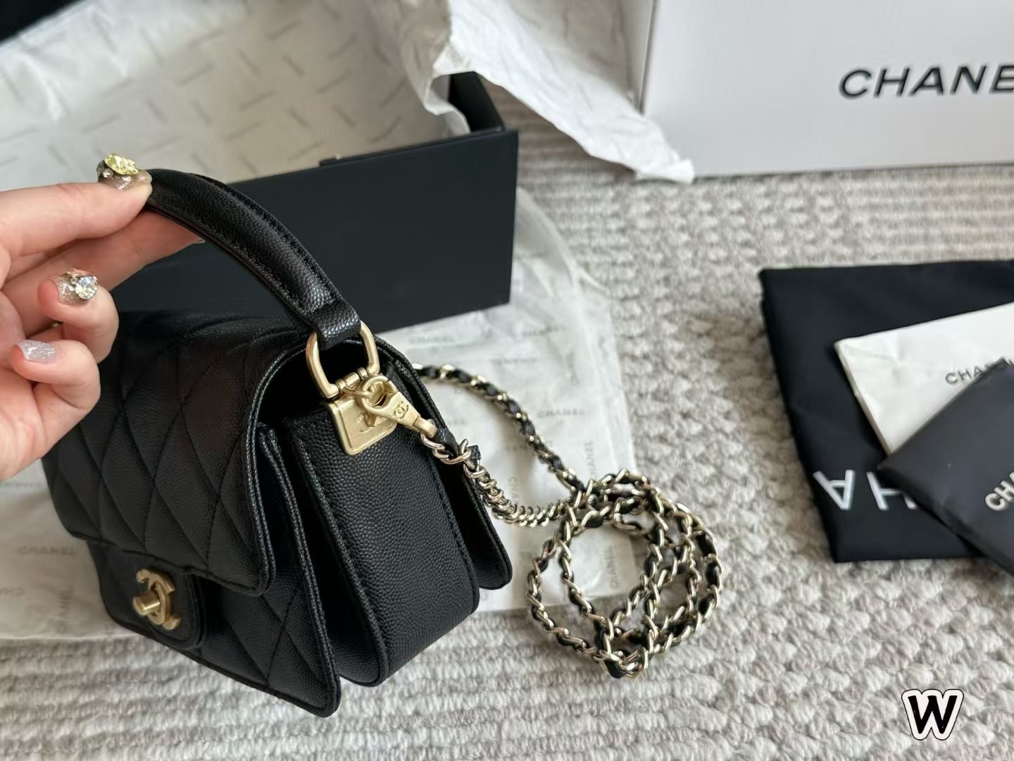 C design denim camisole motorcycle bag multi-pocket underarm bag