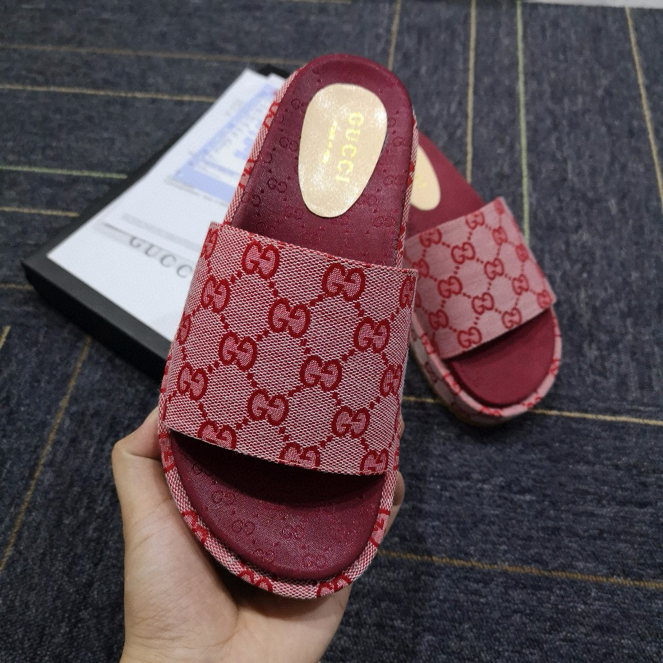 G Suede thick-soled slippers