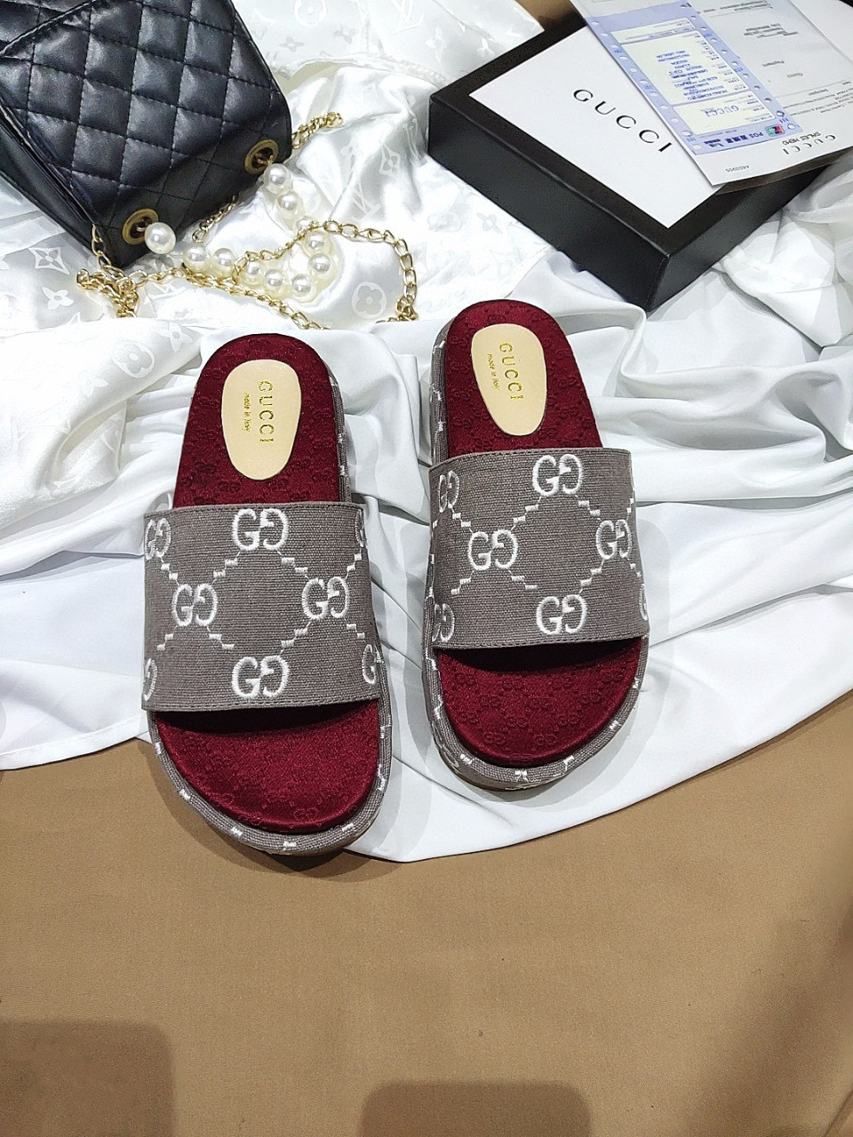G Suede thick-soled slippers