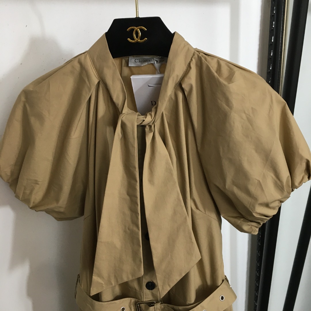 D new MISS printed waisted bubble short-sleeved dress