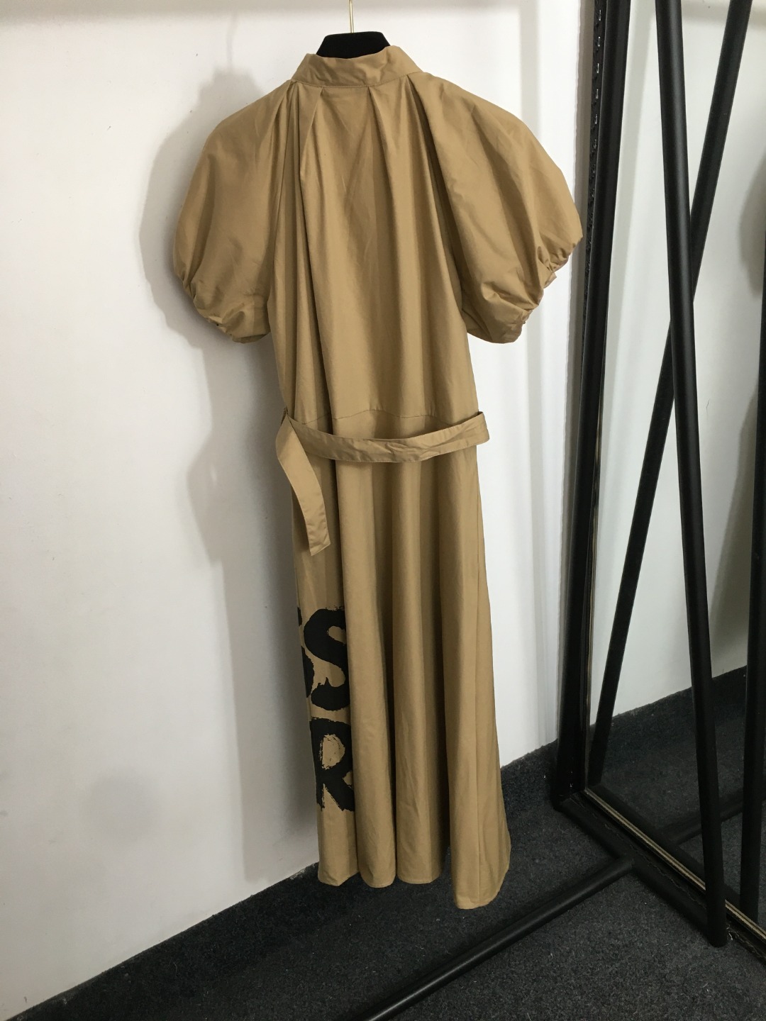 D new MISS printed waisted bubble short-sleeved dress