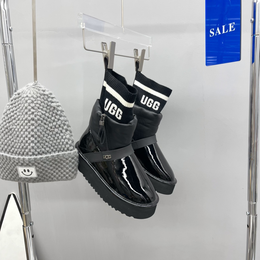 UGG new winter patent leather woolen snow boots