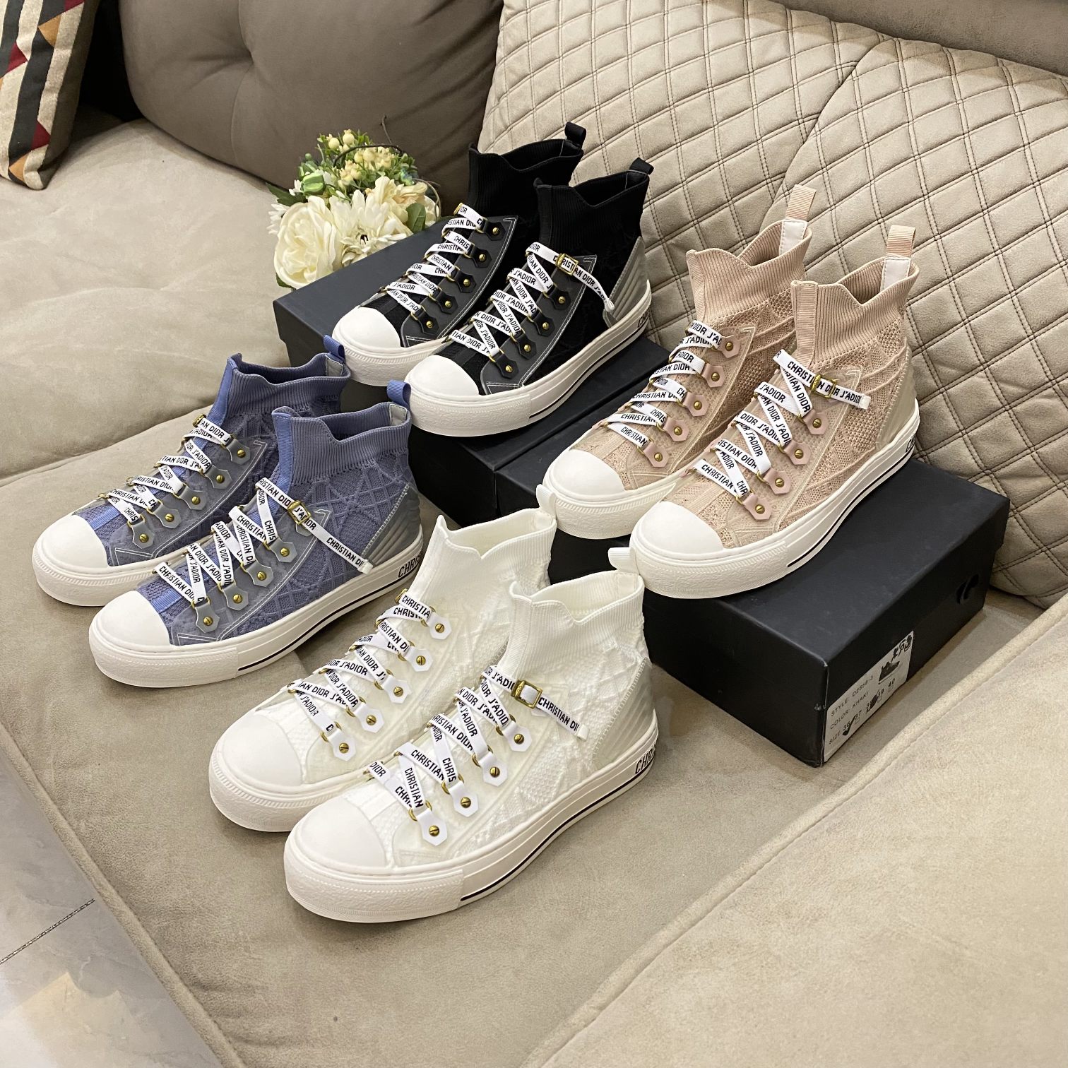 DIOR Women Casual Lace up Scok Boots