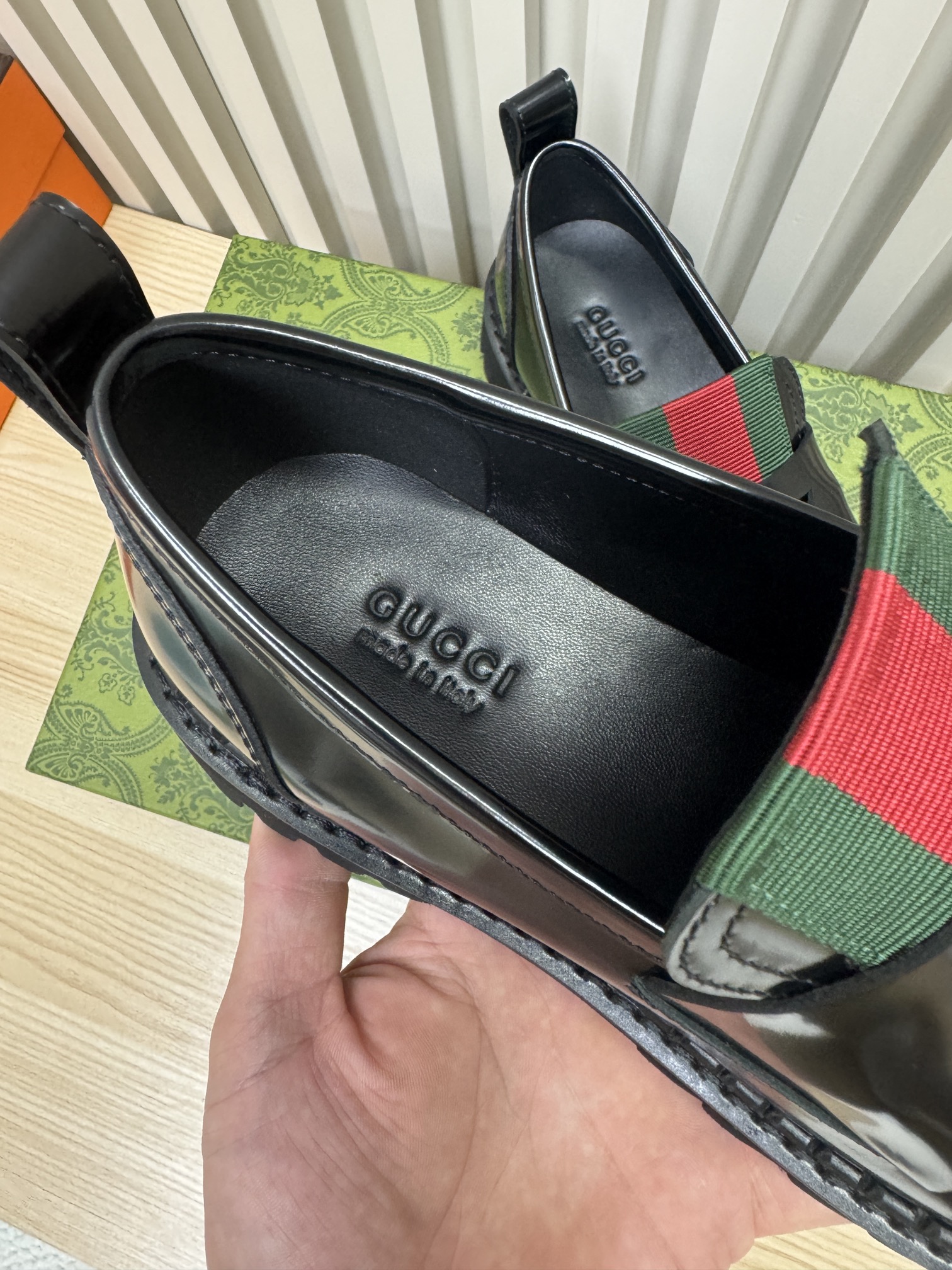 GUCCI&I Women's patent leather lace loafers Women's braided ankle boots