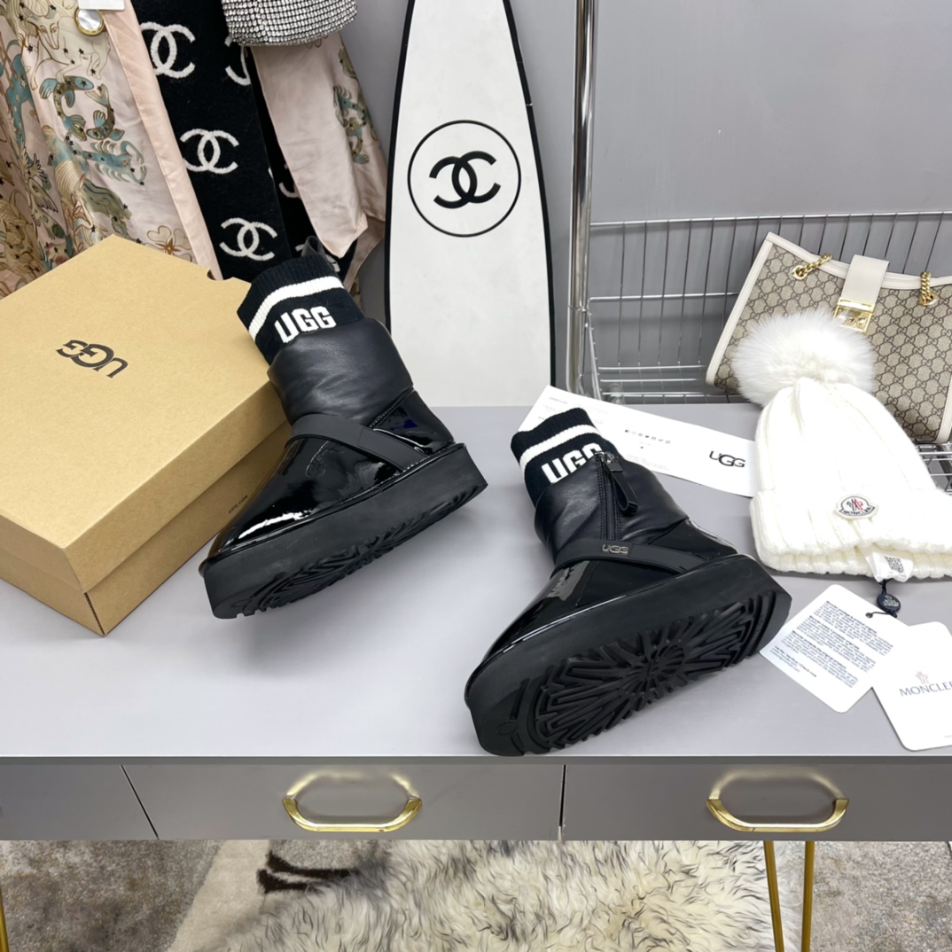 UGG new winter patent leather woolen snow boots