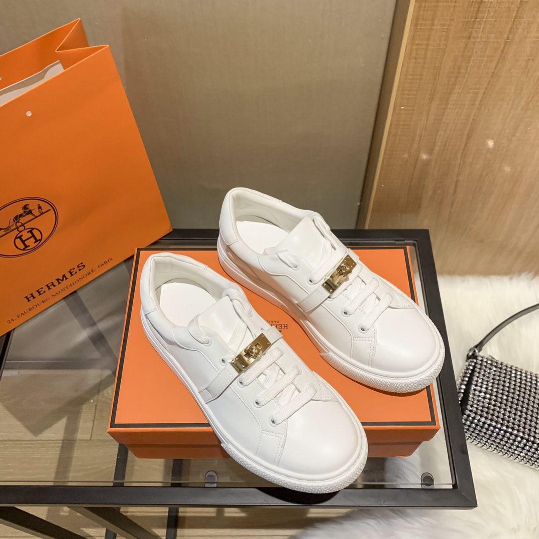Hermes Women Luxury Lace up Sneakers