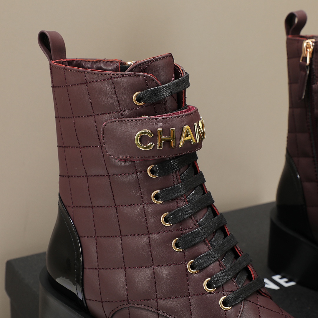 chan&el small fragrance autumn winter cowhide ankle boots Fragrant Grandma leather high quality Martin boots