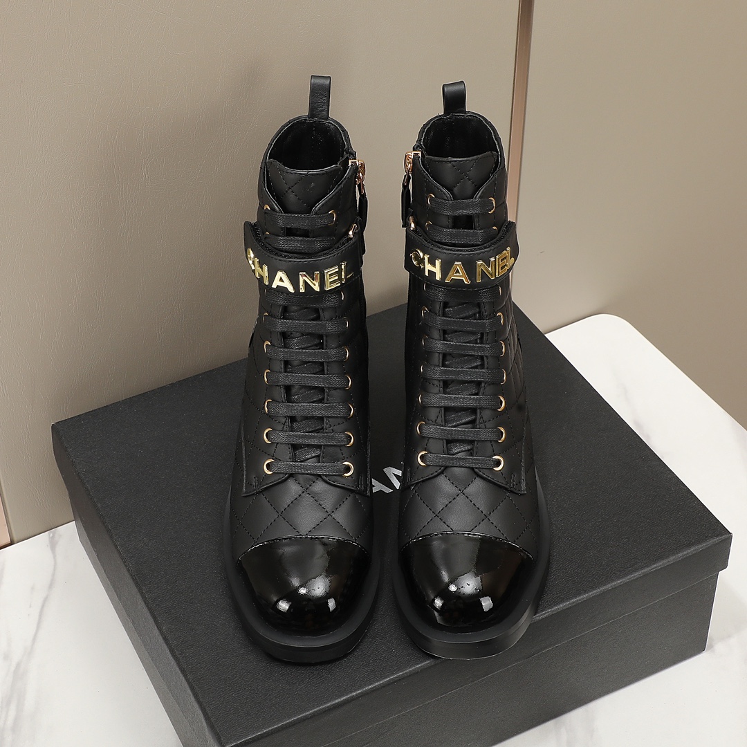 chan&el small fragrance autumn winter cowhide ankle boots Fragrant Grandma leather high quality Martin boots