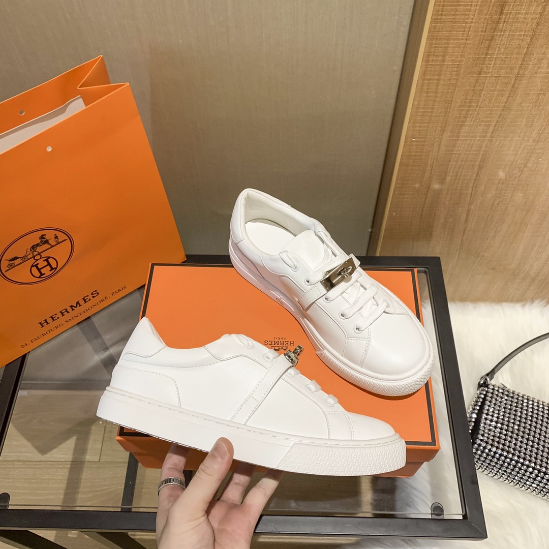 Hermes Women Luxury Lace up Sneakers