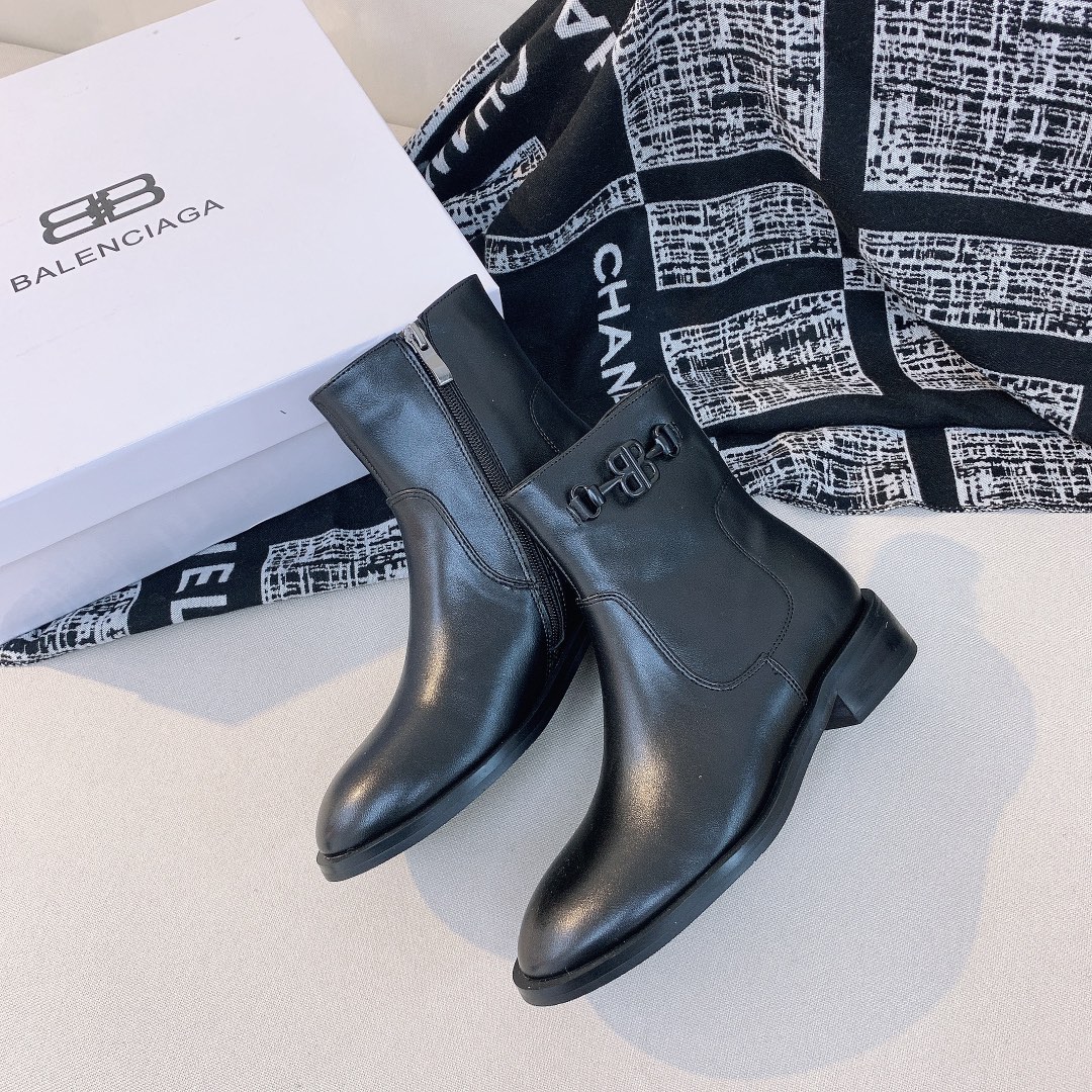 Balenciaga lace-up wool inside knee/ ankle boots