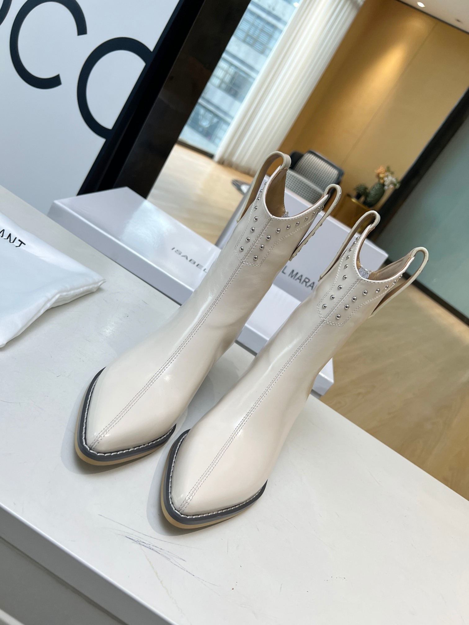 ISABEL MARANT thick heel studded boots