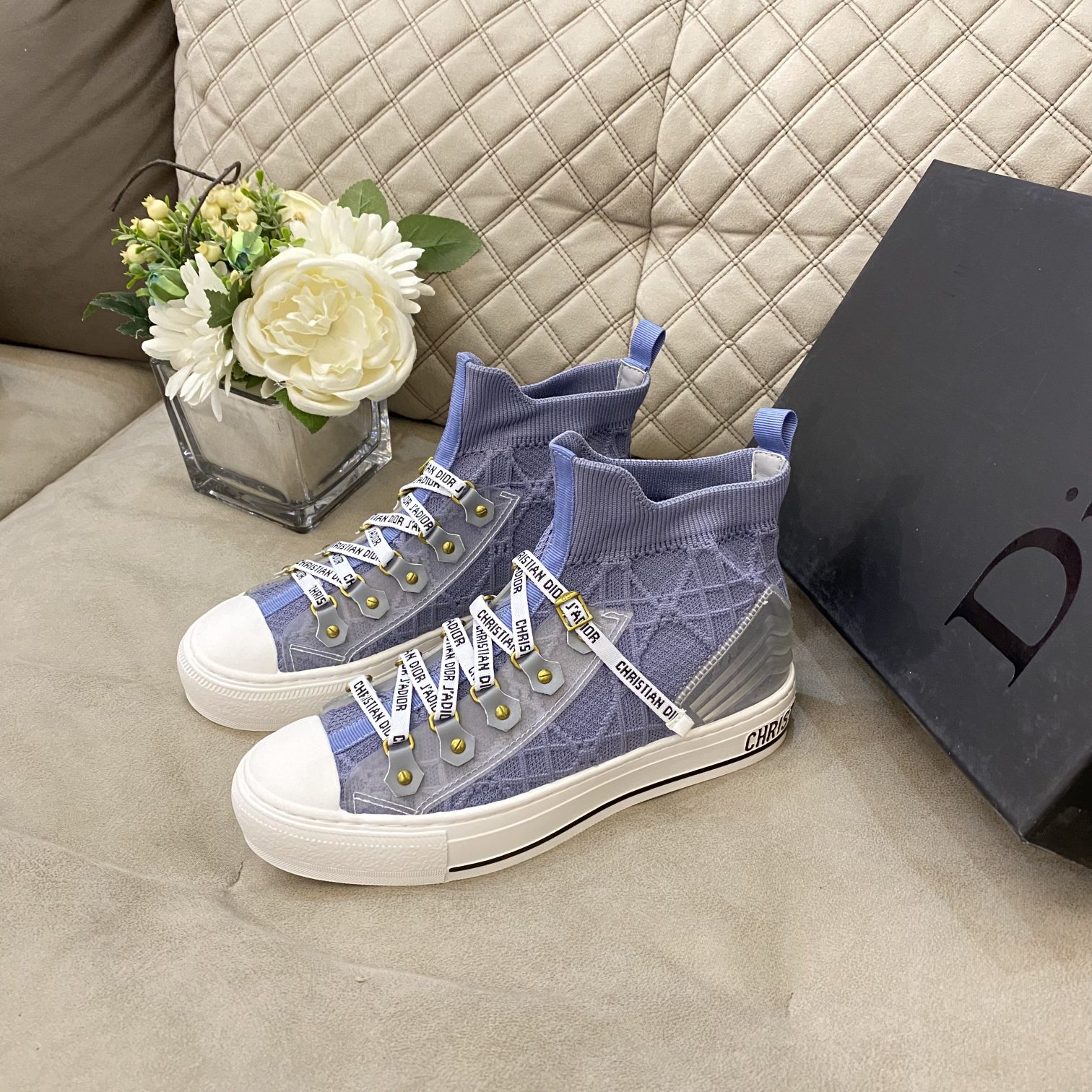 DIOR Women Casual Lace up Scok Boots