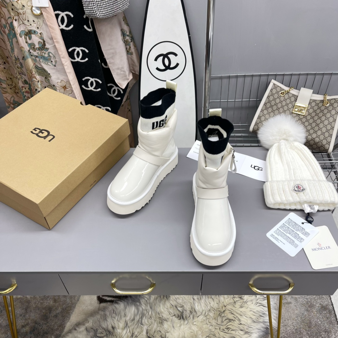 UGG new winter patent leather woolen snow boots
