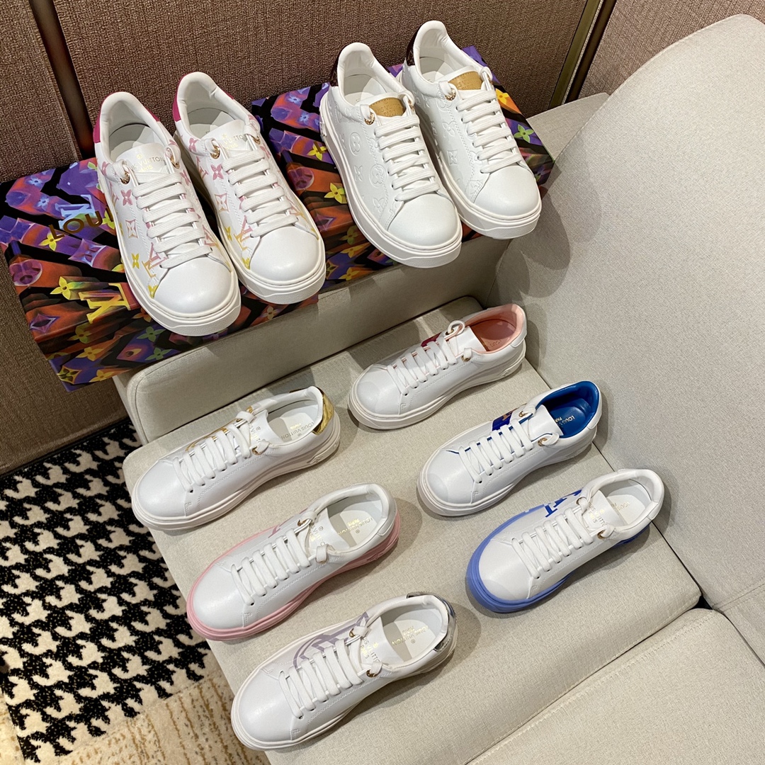 L designWomen Lace Up Leather Flat Sneakers