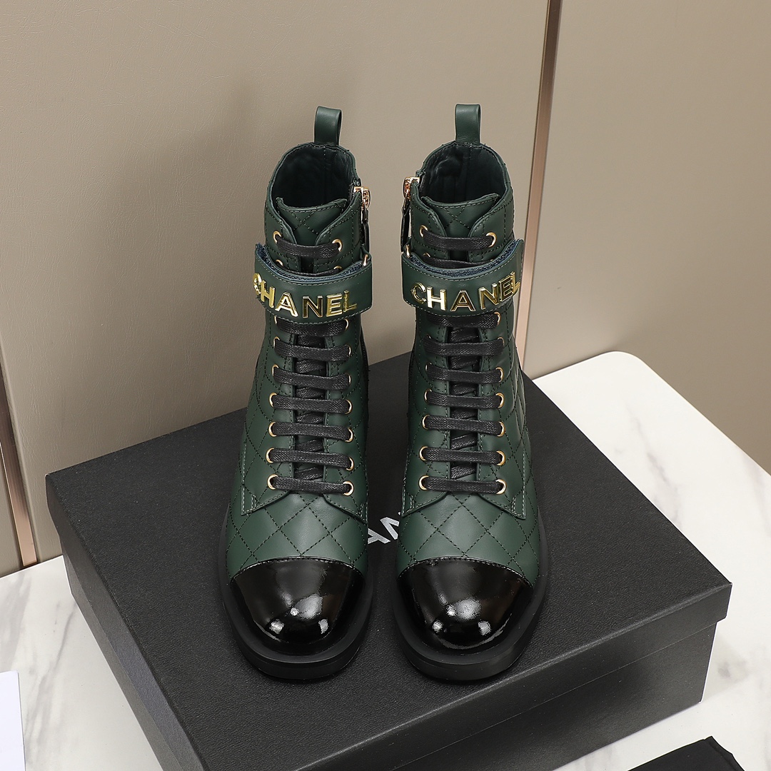 chan&el small fragrance autumn winter cowhide ankle boots Fragrant Grandma leather high quality Martin boots