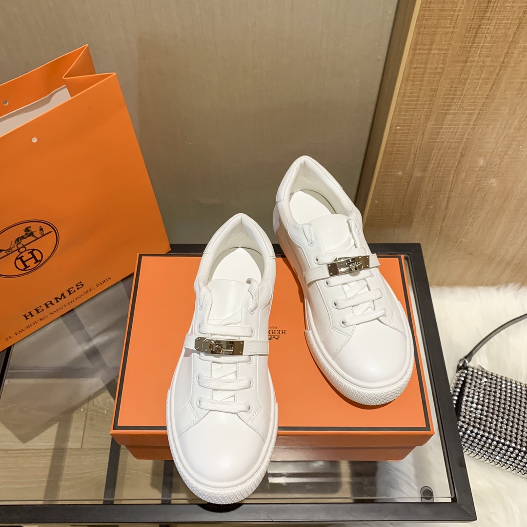 Hermes Women Luxury Lace up Sneakers