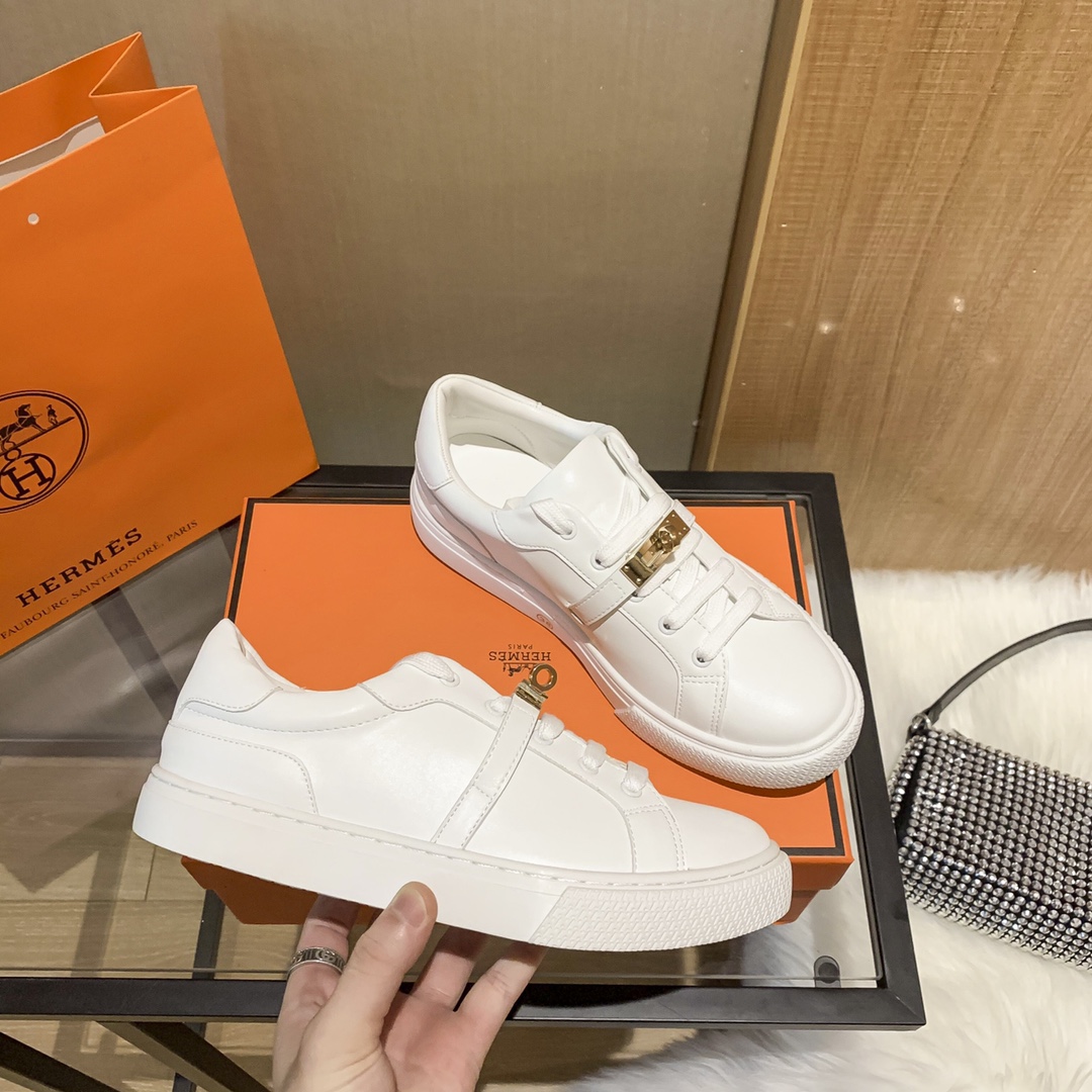 Hermes Women Luxury Lace up Sneakers