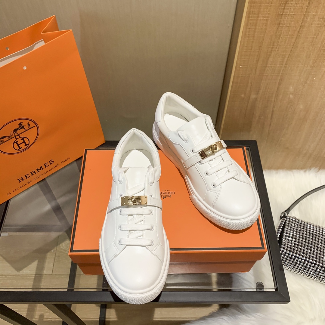 Hermes Women Luxury Lace up Sneakers