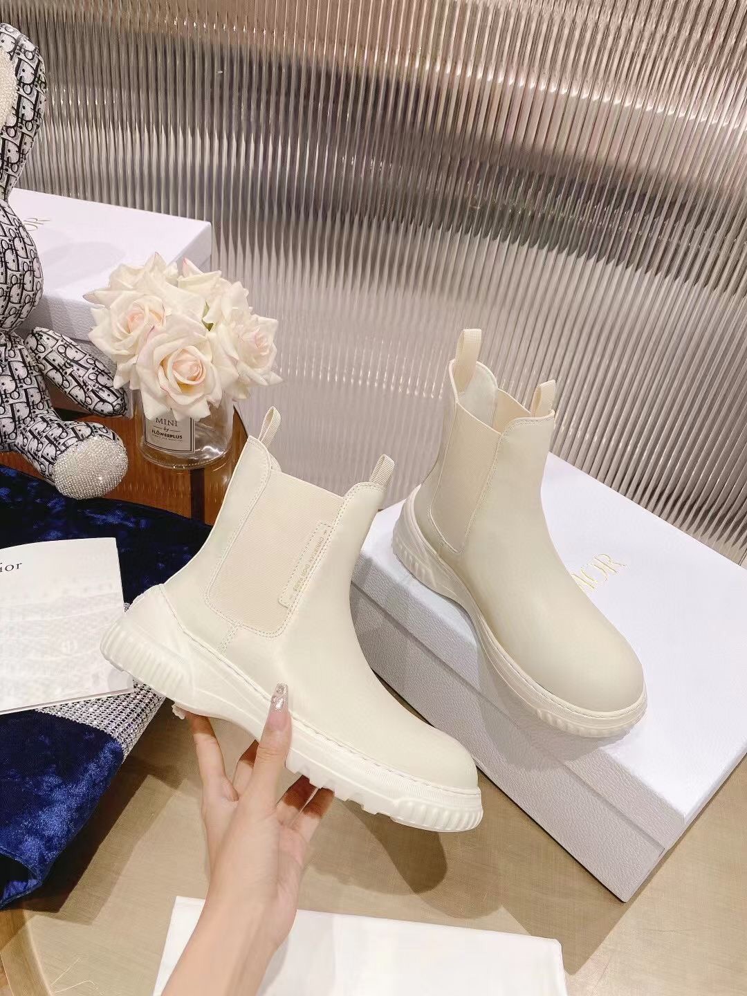 DIOR TRIAL Dior new ankle boots Martin boots thick biker boots