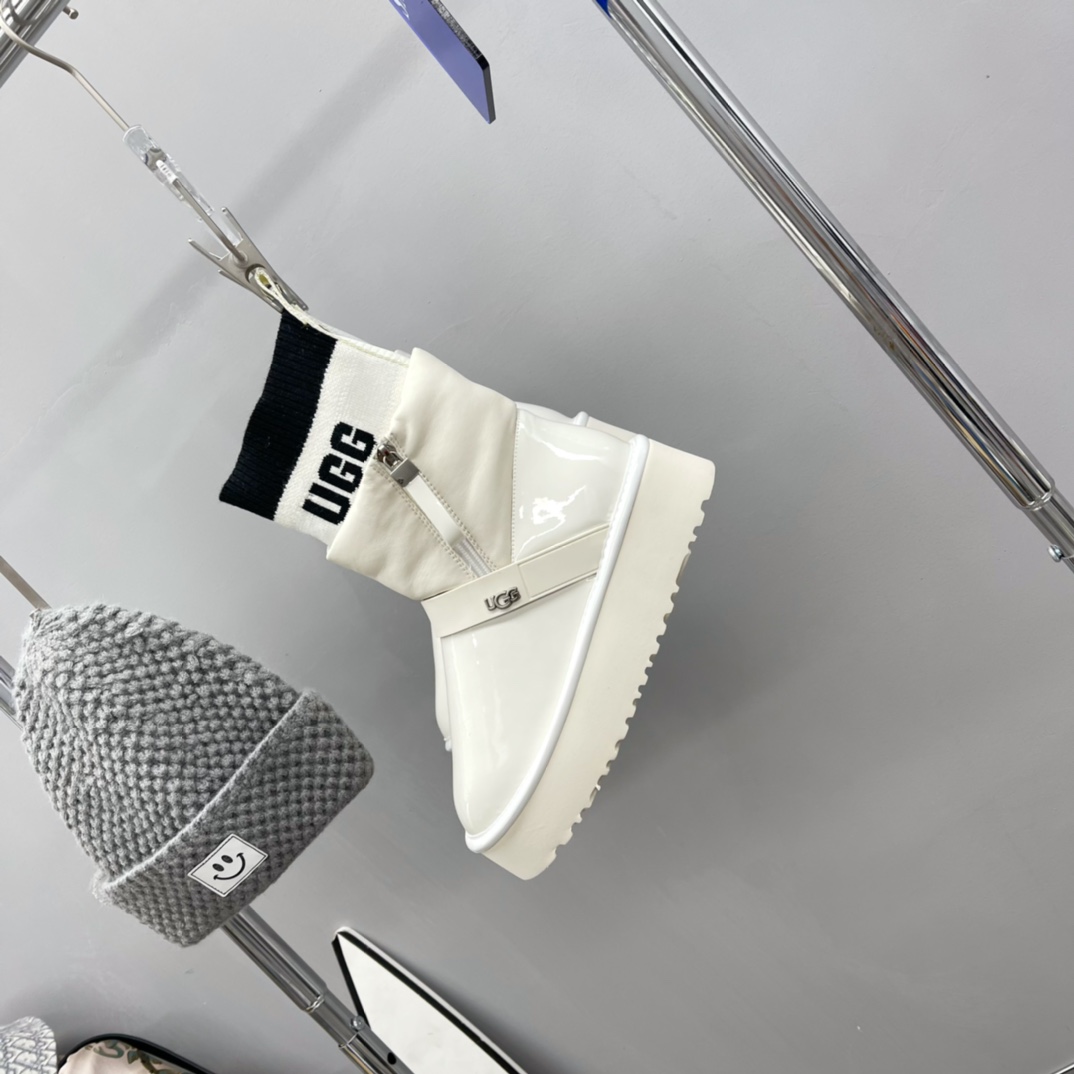 UGG new winter patent leather woolen snow boots