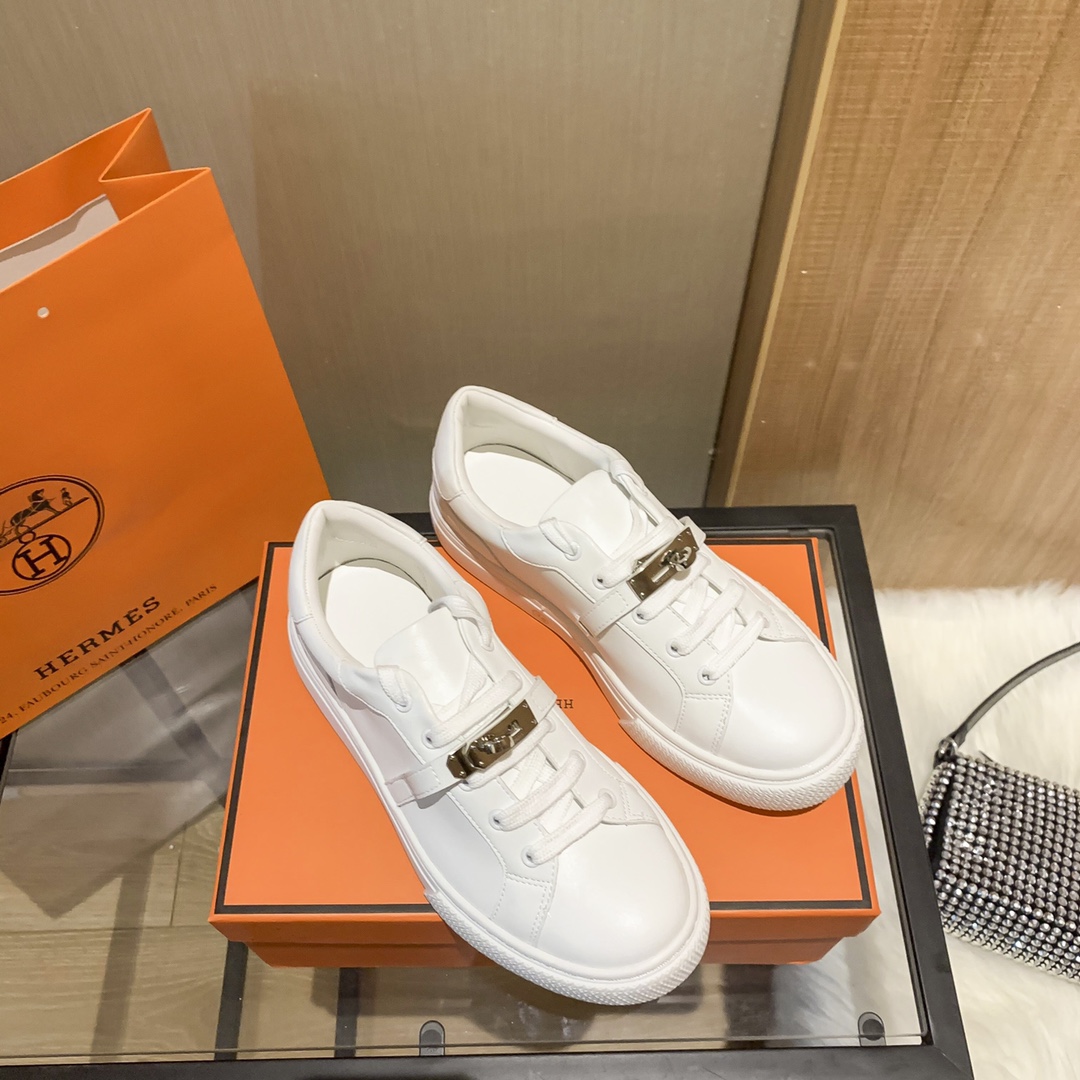 Hermes Women Luxury Lace up Sneakers