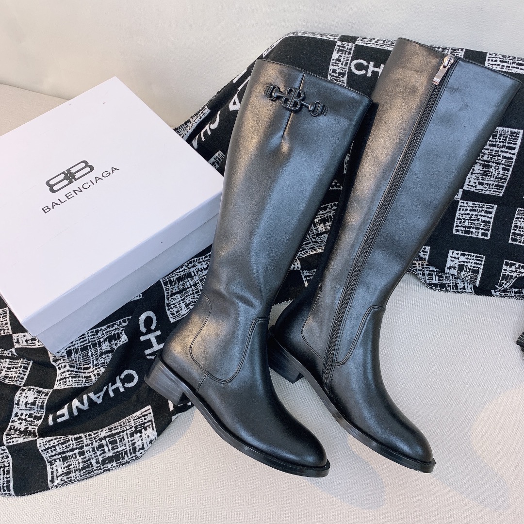 Balenciaga lace-up wool inside knee/ ankle boots