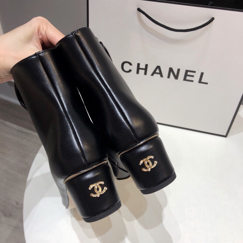 C design  autumn&winter pearl chunky heel short ankle boots with bow-knots