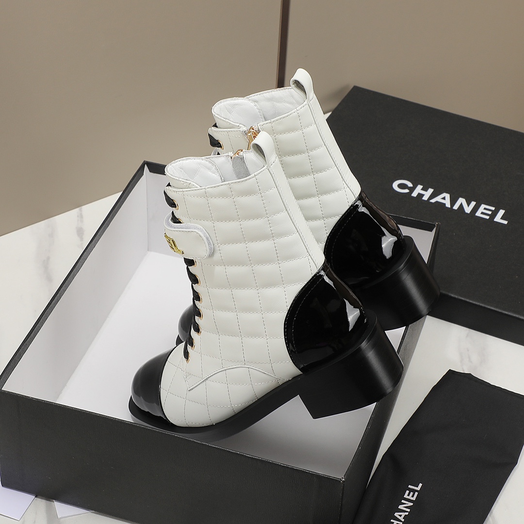 chan&el small fragrance autumn winter cowhide ankle boots Fragrant Grandma leather high quality Martin boots