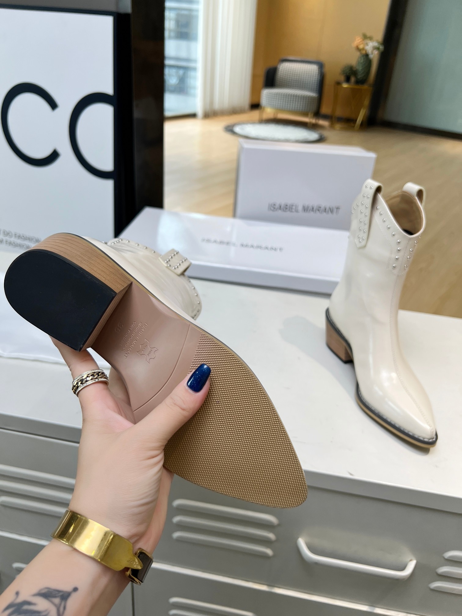 ISABEL MARANT thick heel studded boots