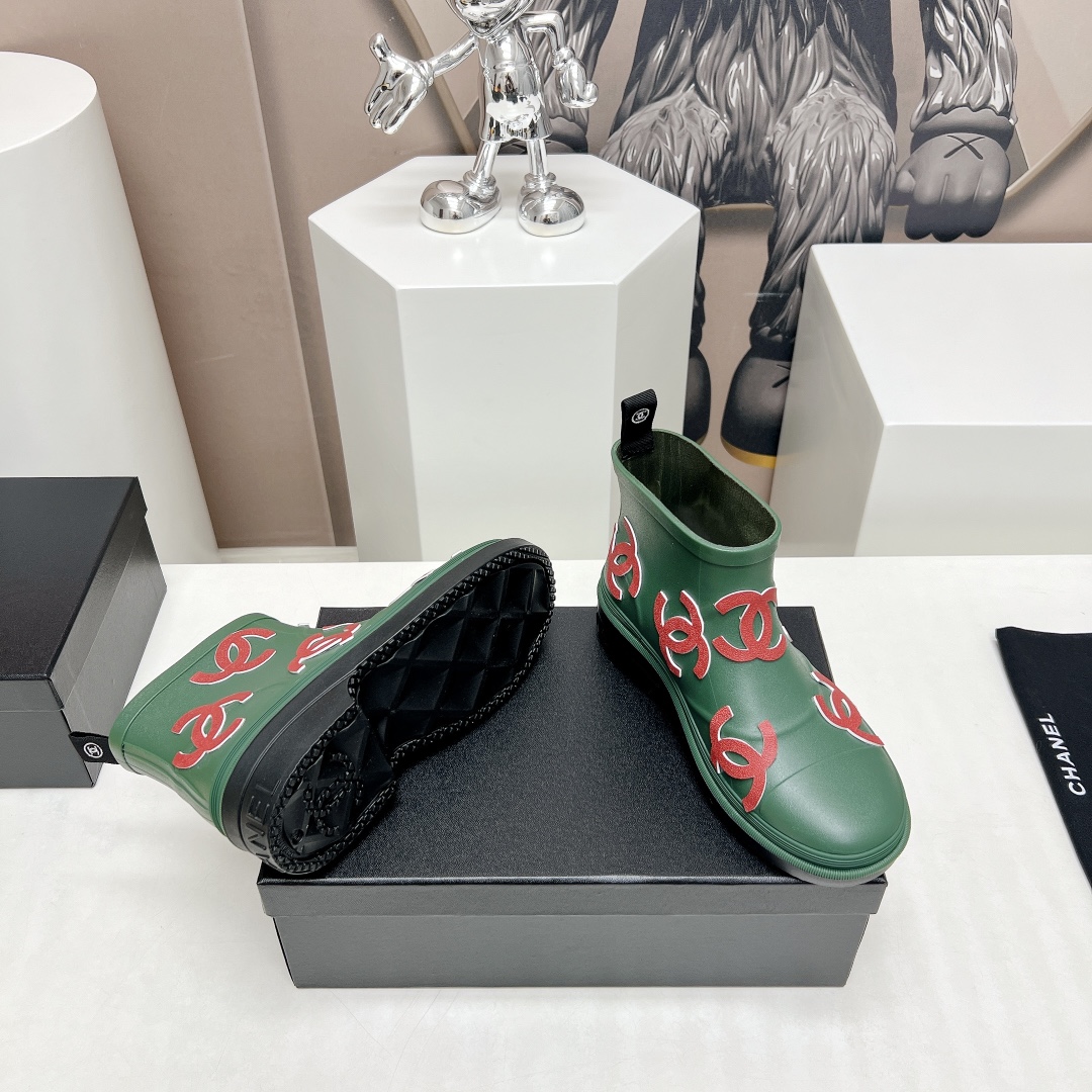 C design  23vs Summer Explosion Rain Boots Series Round Toe Logo Printed Rain Boots